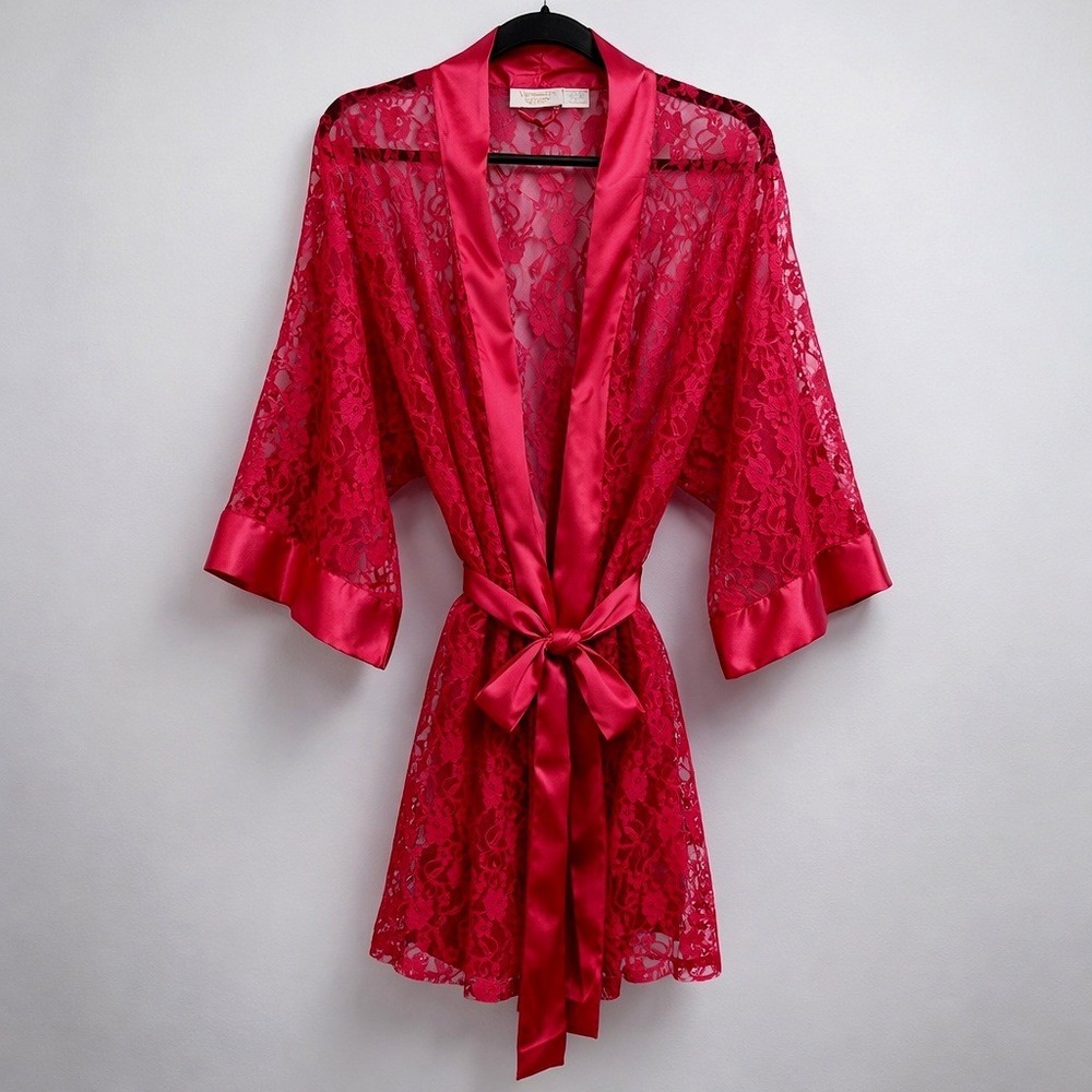 VTG Victorias Secret Gold Label Lace Robe Ethereal Dark Coquette Witchy Romantic